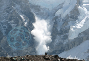 Avalanche on Everest is a photo detailing an avalanche spotted off one of the ridges of Mount Everest